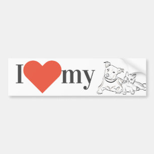 "I love my" cat and dog  / pets Bumper Sticker