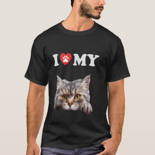 I Love My Cat British Longhair Kitten Funny Cat Lo T-Shirt