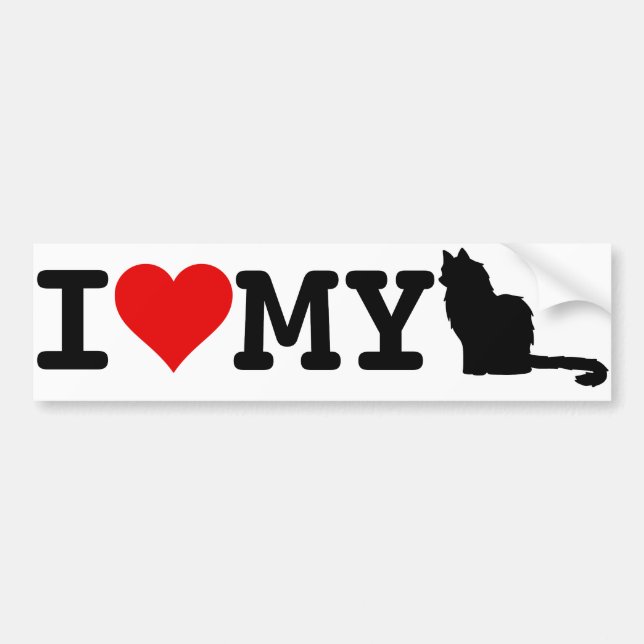 I Love My Cat Bumper Sticker (Front)