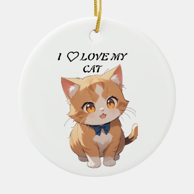 I love my cat ceramic tree decoration (Front)
