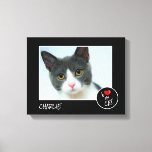 I Love My Cat, Custom Photo – Pet Lovers Canvas Print