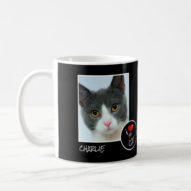 I Love My Cat, Custom Photo – Pet Lovers Coffee Mug (Left)