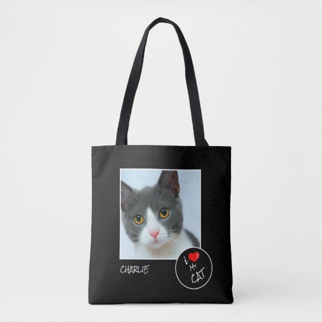 I Love My Cat, Custom Photo – Pet Lovers Tote Bag (Front)