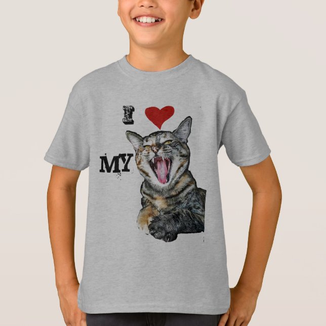 I Love My Cat Customisable Template T-Shirt (Front)