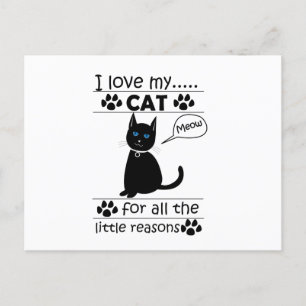 I Love My Cat Cute Black Kitty Postcard