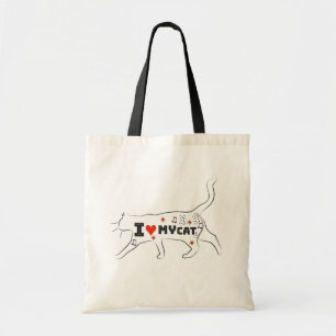 I Love My Cat – Cute Cat Lover Design with Heart Tote Bag