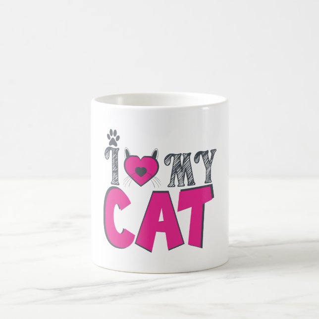 I Love My Cat – Cute Pet Lover Design Coffee Mug (Center)