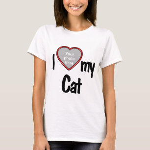 I Love My Cat - Cute Red Heart Photo Frame T-Shirt