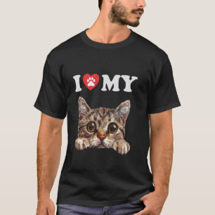 I Love My Cat Foldex Kitten Funny Cat Lover Mum Da T-Shirt