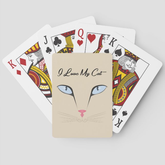 I Love My Cat | Funny Cat Lovers Gift Playing Cards (Back)
