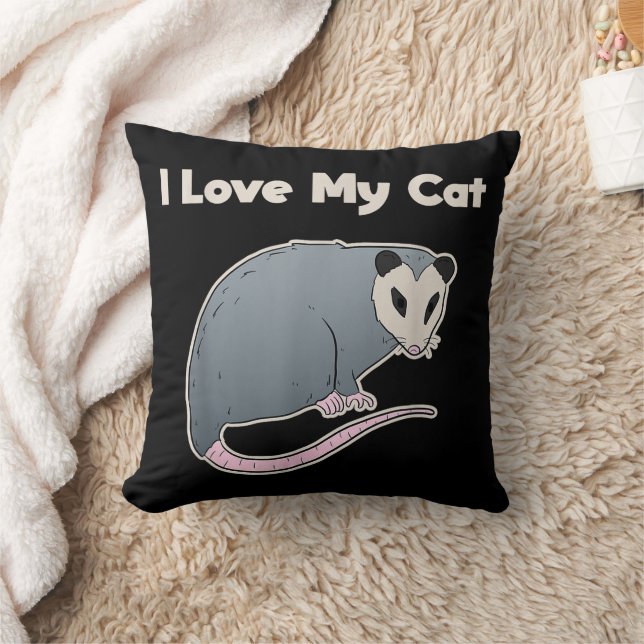 I Love My Cat Funny Opossum Cushion (Blanket)