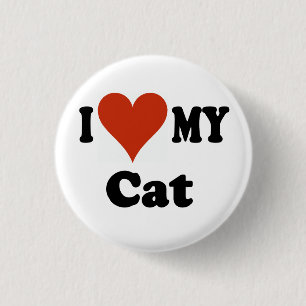 I Love My Cat Gifts and Apparel 3 Cm Round Badge