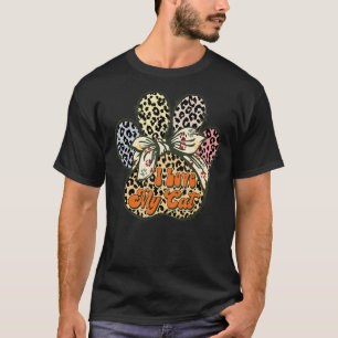I Love My Cat Headband Leopard Pet Paws Retro Groo T-Shirt