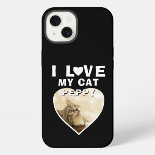 I love my Cat Heart Cat Name Photo Black iPhone 13 Case