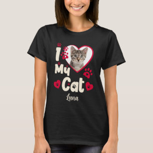 I Love My Cat Heart Personalised Photo T-Shirt