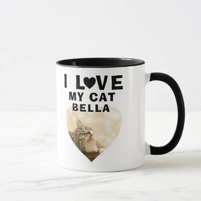 I love my Cat Heart Photo Cat Name Mug (Right)