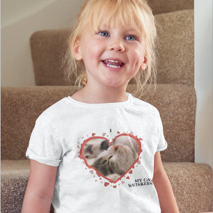I Love My Cat Heart with Pet Photo and Name White Toddler T-Shirt