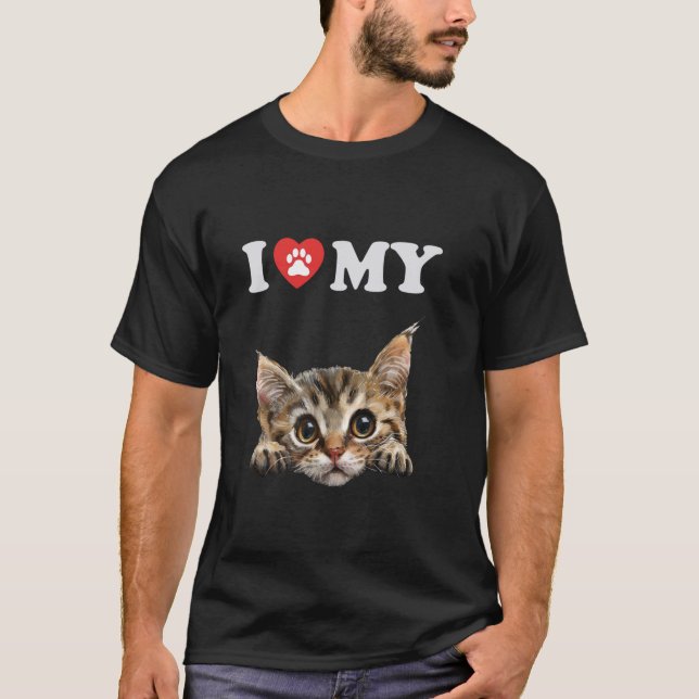 I Love My Cat Lambkin Kitten Funny Cat Lover Mum D T-Shirt (Front)