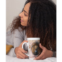 "I Love My Cat" Lion Latte Mug Gold Glitter Marble