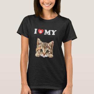 I Love My Cat Munchkin Kitten Funny Cat Lover Mum T-Shirt