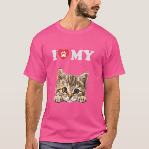 I Love My Cat Munchkin Kitten Funny Cat Lover Mum T-Shirt