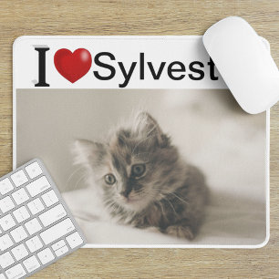 I Love My Cat personalised photo Mouse Mat