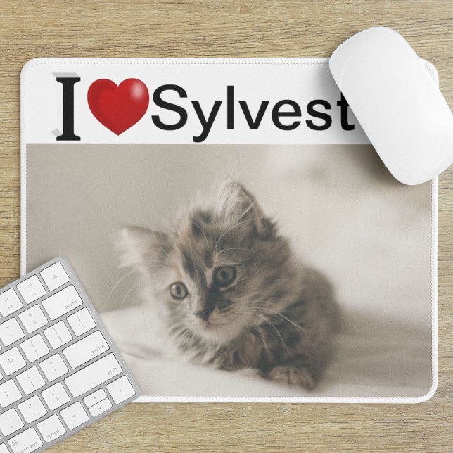 I Love My Cat personalised photo Mouse Mat (Creator Uploaded)