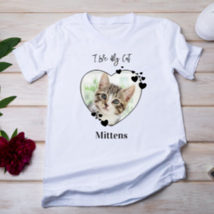 I Love My Cat Personalized Heart Pet Photo T-Shirt