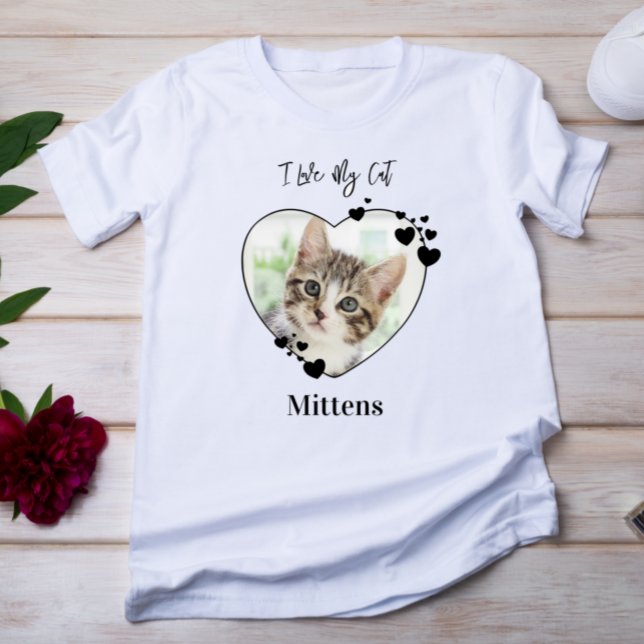 I Love My Cat Personalized Heart Pet Photo T-Shirt (Creator Uploaded)