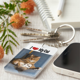 I Love My Cat photo Key Ring