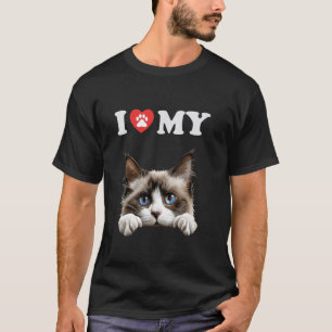 I Love My Cat Snowshoe Kitten Funny Cat Lover Mum T-Shirt