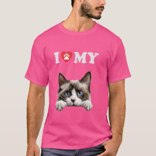 I Love My Cat Snowshoe Kitten Funny Cat Lover Mum T-Shirt