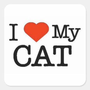I Love My Cat Square Sticker