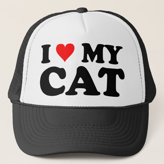 I Love My Cat Trucker Hat (Front)
