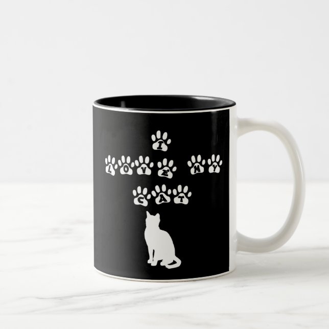I Love My Cat--White Text Two-Tone Coffee Mug (Right)