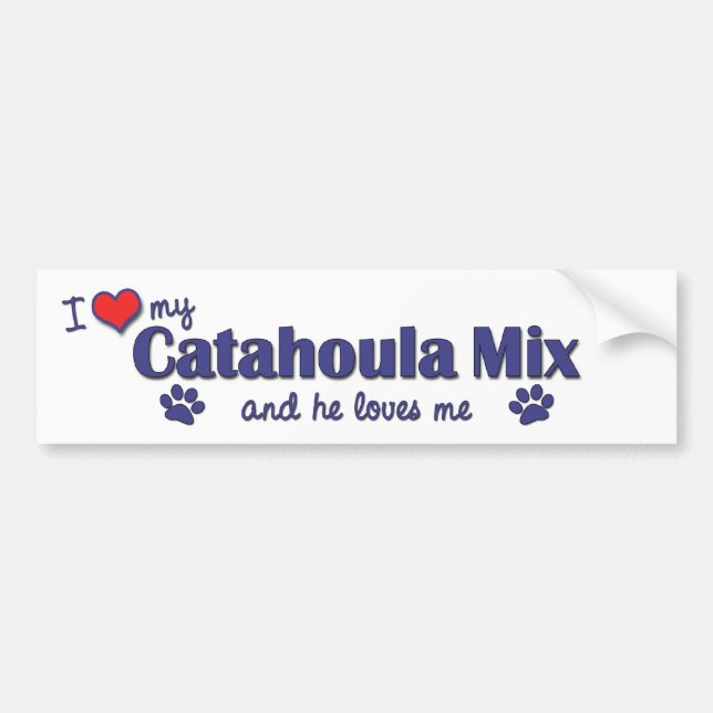 I Love My Catahoula Mix (Male Dog) Bumper Sticker (Front)