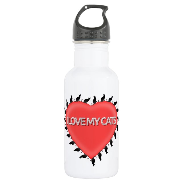 I Love My Cats 532 Ml Water Bottle (Front)