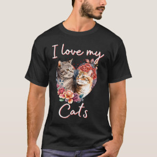 I Love My Cats Cat Mum Cat Heart T-Shirt