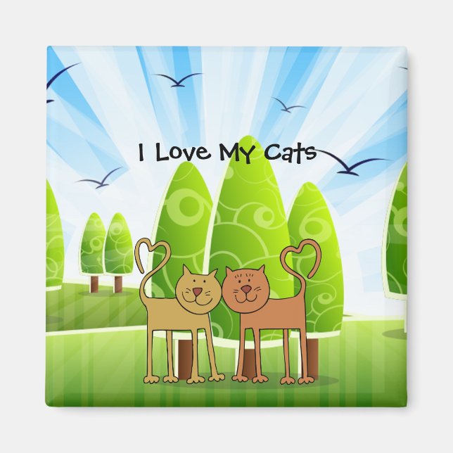 "I Love My Cats" charming refrigerator magnet (Front)