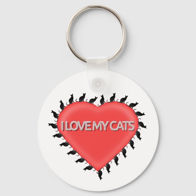 I Love My Cats Key Ring (Front)