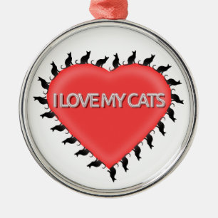 I Love My Cats Metal Tree Decoration