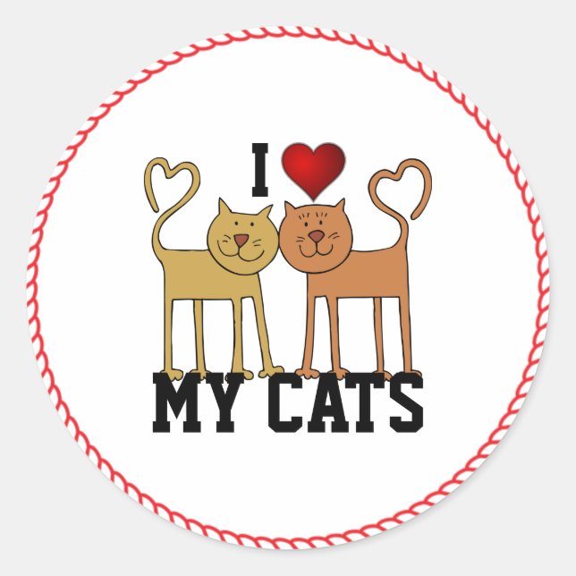 I Love My Cats, popular design, Classic Round Stic Classic Round Sticker (Front)