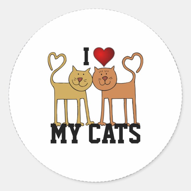 I Love My Cats, popular design, Classic Round Sticker (Front)