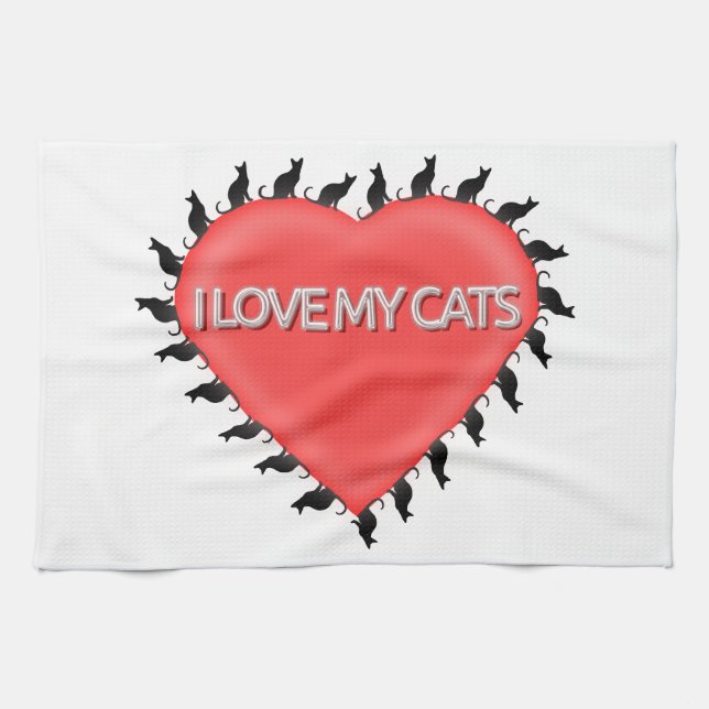 I Love My Cats Tea Towel (Horizontal)