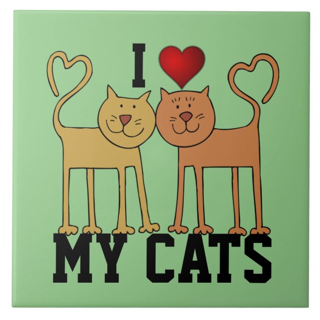 I Love My Cats Tile (Front)