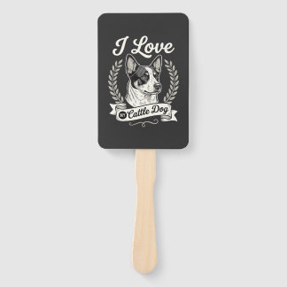 I Love My Cattle Dog Vintage Dog Lover Hand Fan