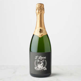 I Love My Cattle Dog Vintage Dog Lover Sparkling Wine Label