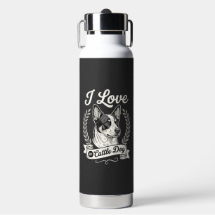 I Love My Cattle Dog Vintage Dog Lover Water Bottle