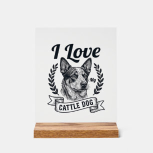 I Love My Cattle Dog Vintage Engraving Design_1 Acrylic Sign
