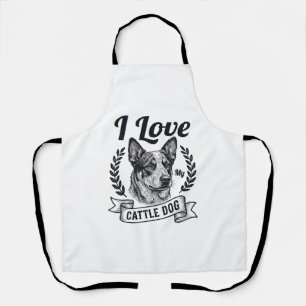 I Love My Cattle Dog Vintage Engraving Design_1 Apron